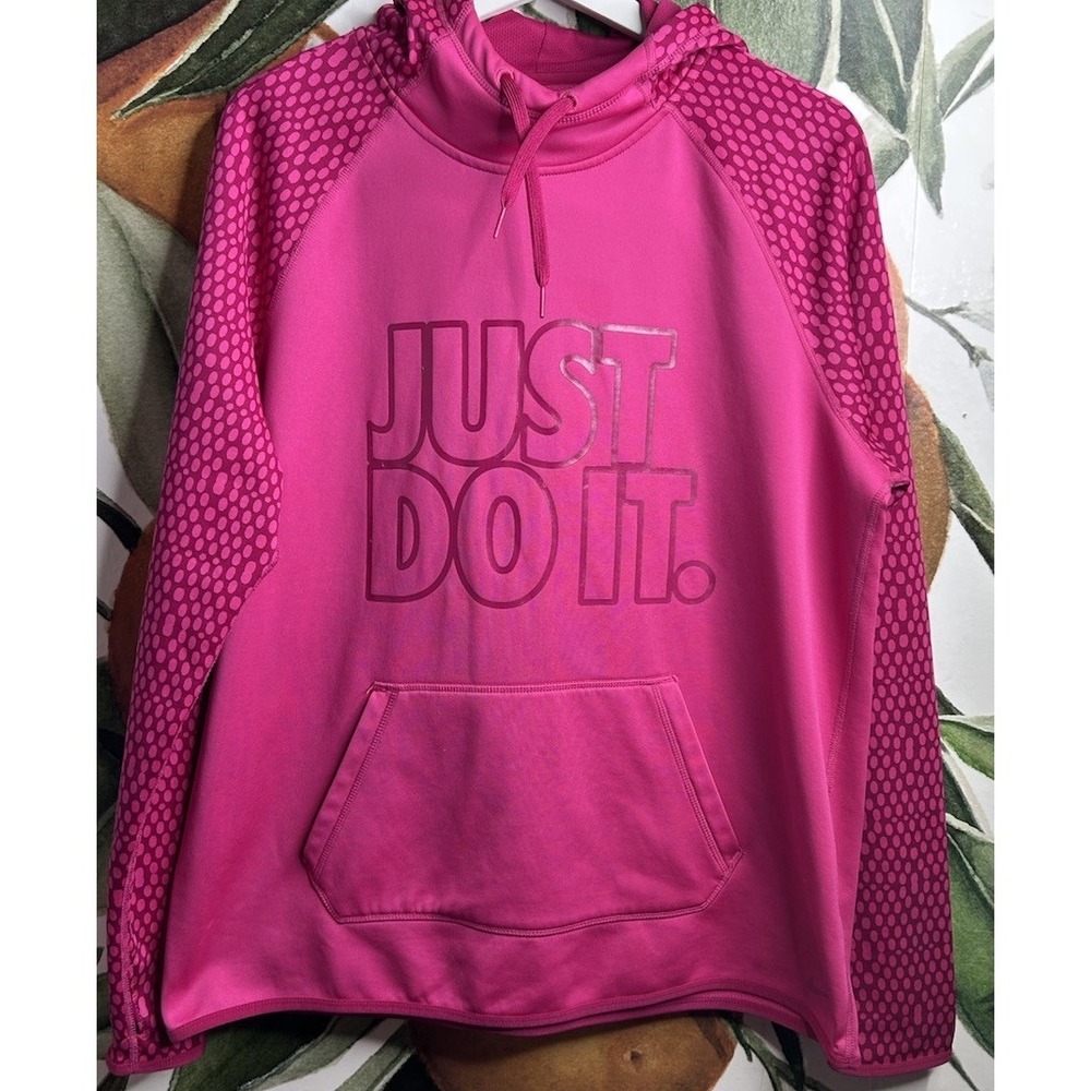 Nike Therma Fit Pullover Sweatshirt Womens Large Pink Athletic Hoodie‎ Warm EUC